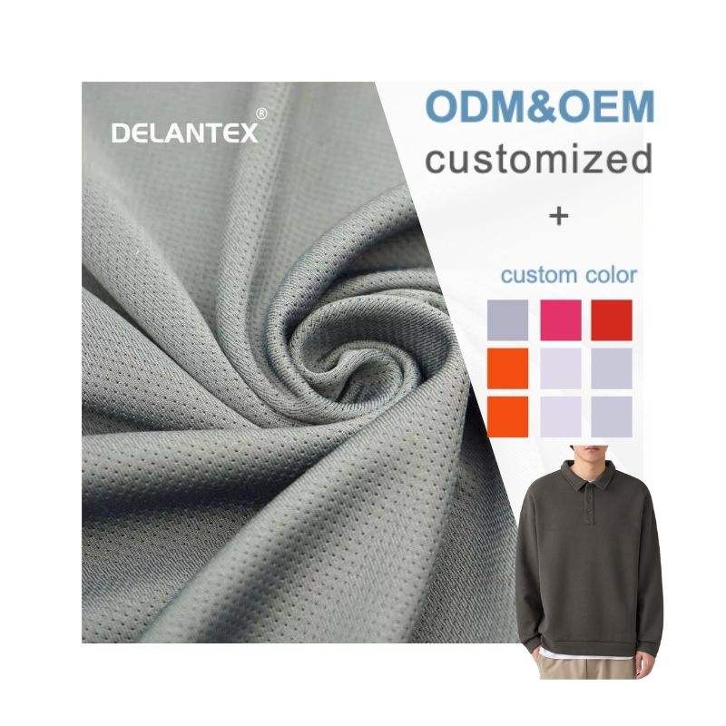 Delantex Micro Polar Fleece Polyester USA Jacquard Mesh Fleece Fabric 260GSM for Sports Tops