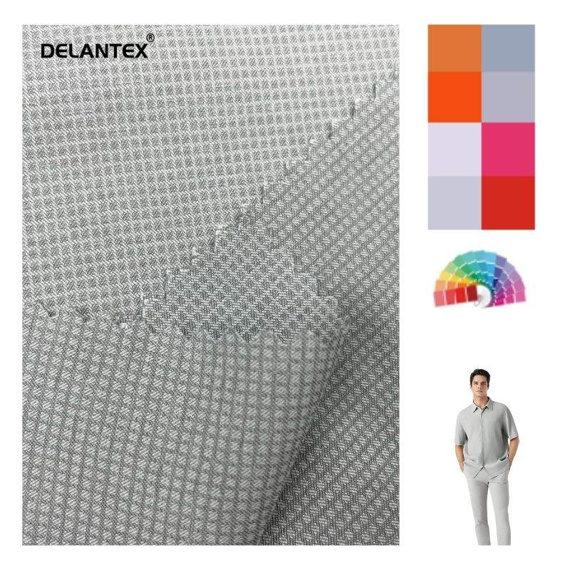 Delantex Good Price Light Weight Soft Woven 100%Polyester Roman Grid Fabric for Uniform