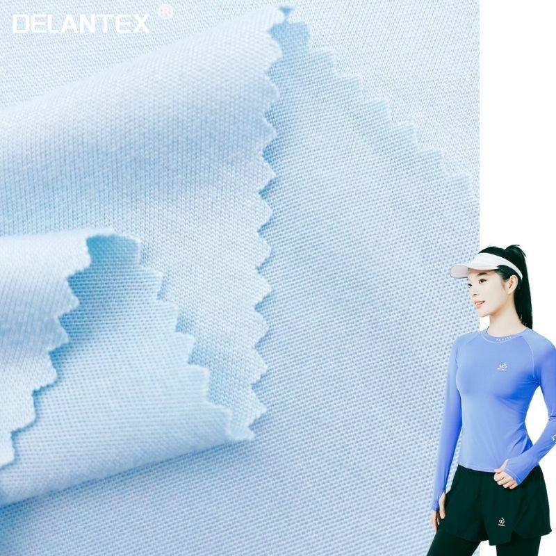 Delantex DTY Blue Brushed Wicking Poly Spandex Jersey Fabric for Activewear