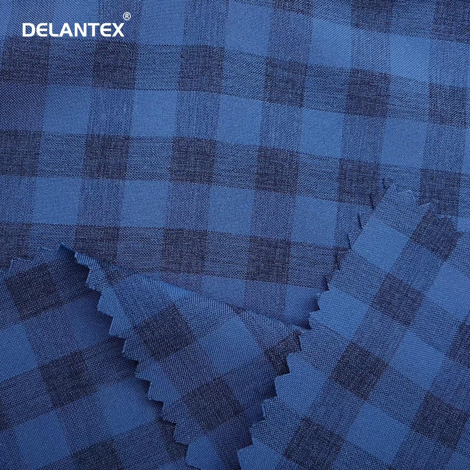 Delantex Lightweight Encryption Anti-Static Woven Polyester Cationic Grid Fabric for Shirt