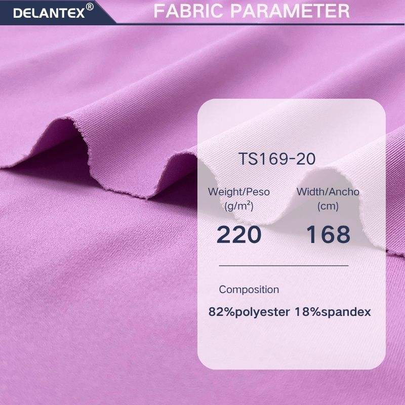 Delantex Quick-Dry Fitness Fabric 220gsm 168cm 82%Poly 18%Spandex Breathable Training & Dancewear Material Free Swatch