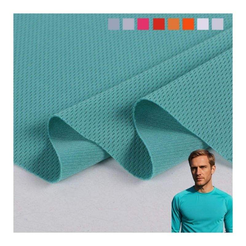 Delantex Jersey Garment 75D Weft 100% Polyester Dry Fit Moisture Wicking Eyelet Bird Eye Mesh Fabric for Sport Wear Free Sample