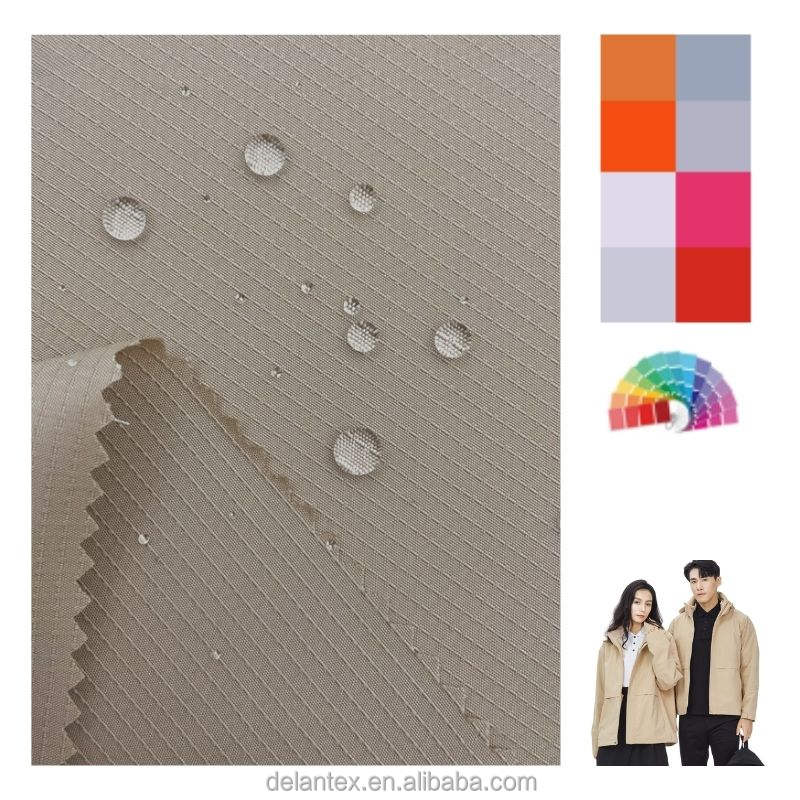 Delantex Anti-Static Water Repellent Brown Dobby Pongee Material 100% Polyester for Girls' Outdoor Garments