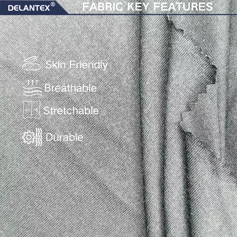 Delantex Single Sided 100% Polyester Fabric Soft Black Breathable with a Little Knitting Elasticity 165cm 180gsm