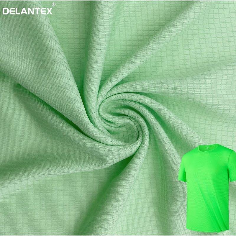 Delantex Moisture Wicking Breathable Plaid Checkered Mesh Jersey Fabric for T-shirt Free Sample