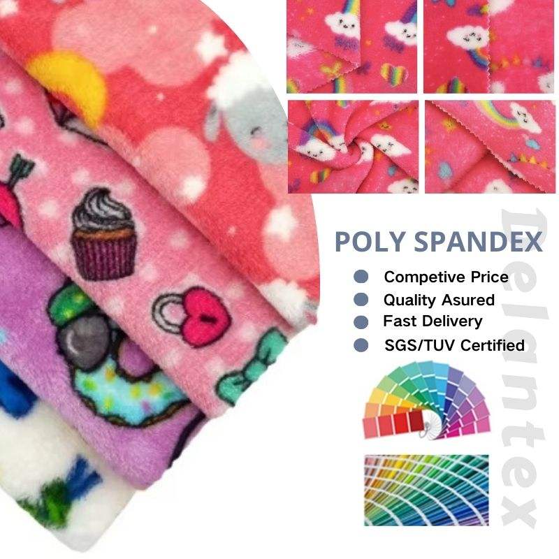 Delantex 100% Polyester Gray Flannel Fleece Fabric Double Sided Printed 280gsm Shirt Roll for Baby Girls