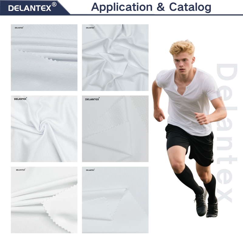 Delantex 100 Polyester Weft Knitted Dry Fit Mesh Fabric for Breathable Sport T-shirt Polyester Fabric for Sublimation Printing
