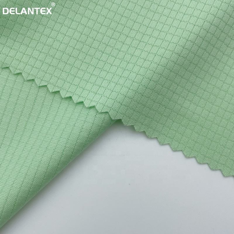 Delantex Moisture Wicking Breathable Plaid Checkered Mesh Jersey Fabric for T-shirt Free Sample