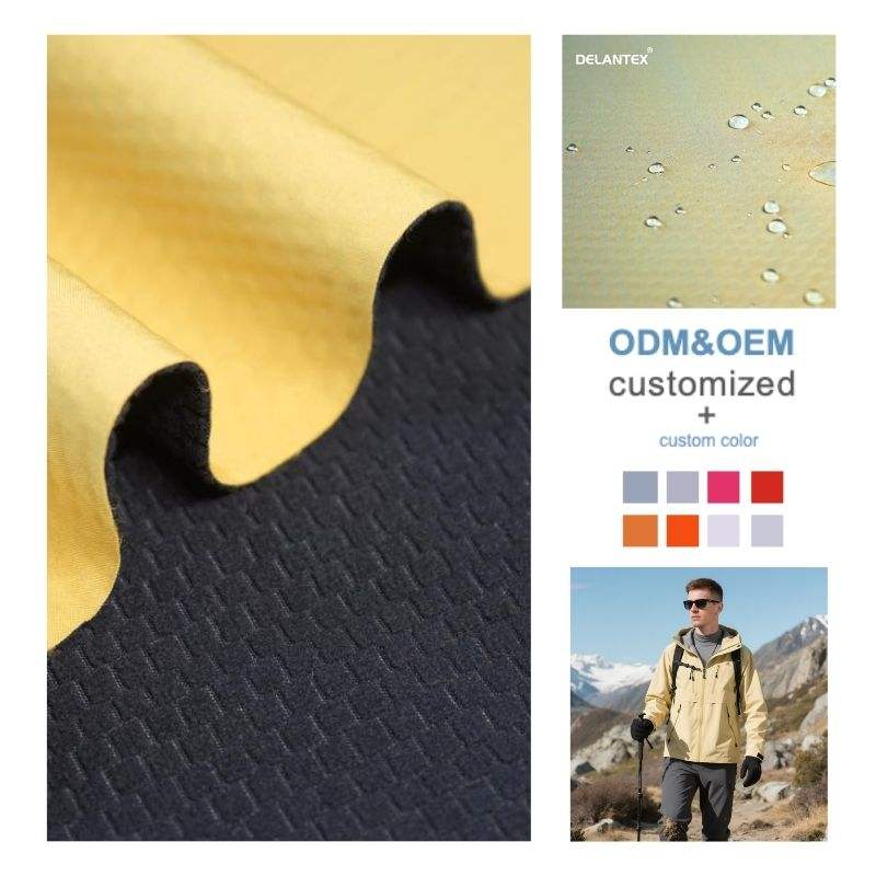 Delantex Soft Shell Fabric Waterproof Softshell Jacket Material 3 Layer Breathable Laminated Fleece Fabric Free Sample