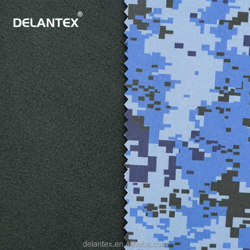Delantex Wholesale Polyester TPU Bonded Waterproof Breathable SoftShell 4 Way Stretch Camo Print 3 Layer Softshell Jacket Fabric