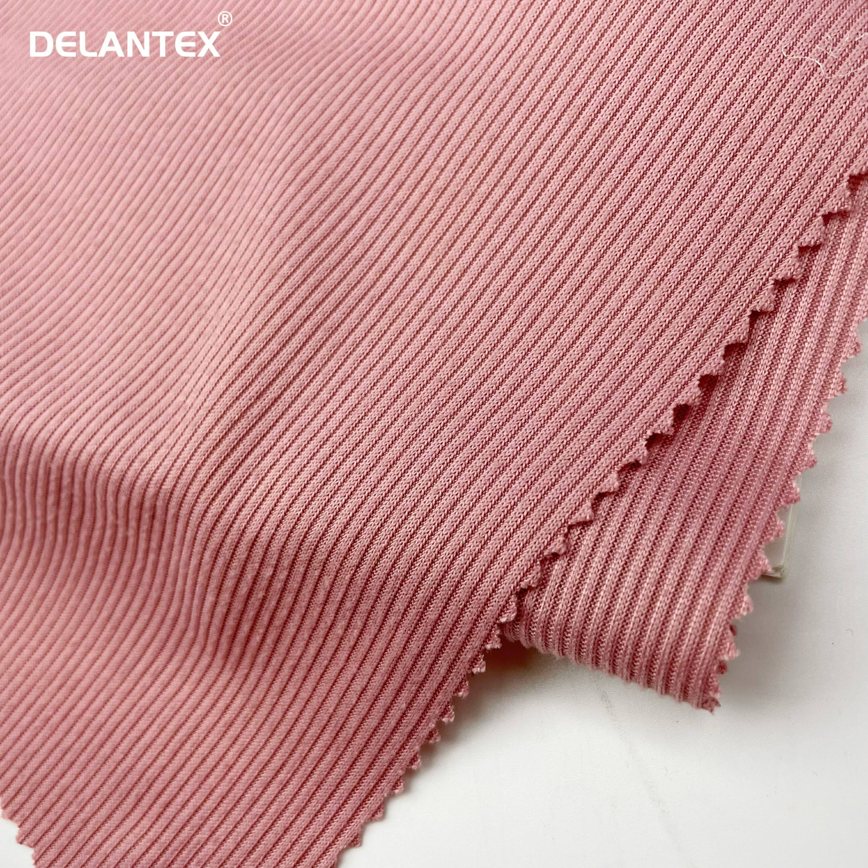 Delantex Factory Price DTY 2*2 Rib 2 Sides Brushed Poly Spandex Rib Fabric Free Sample