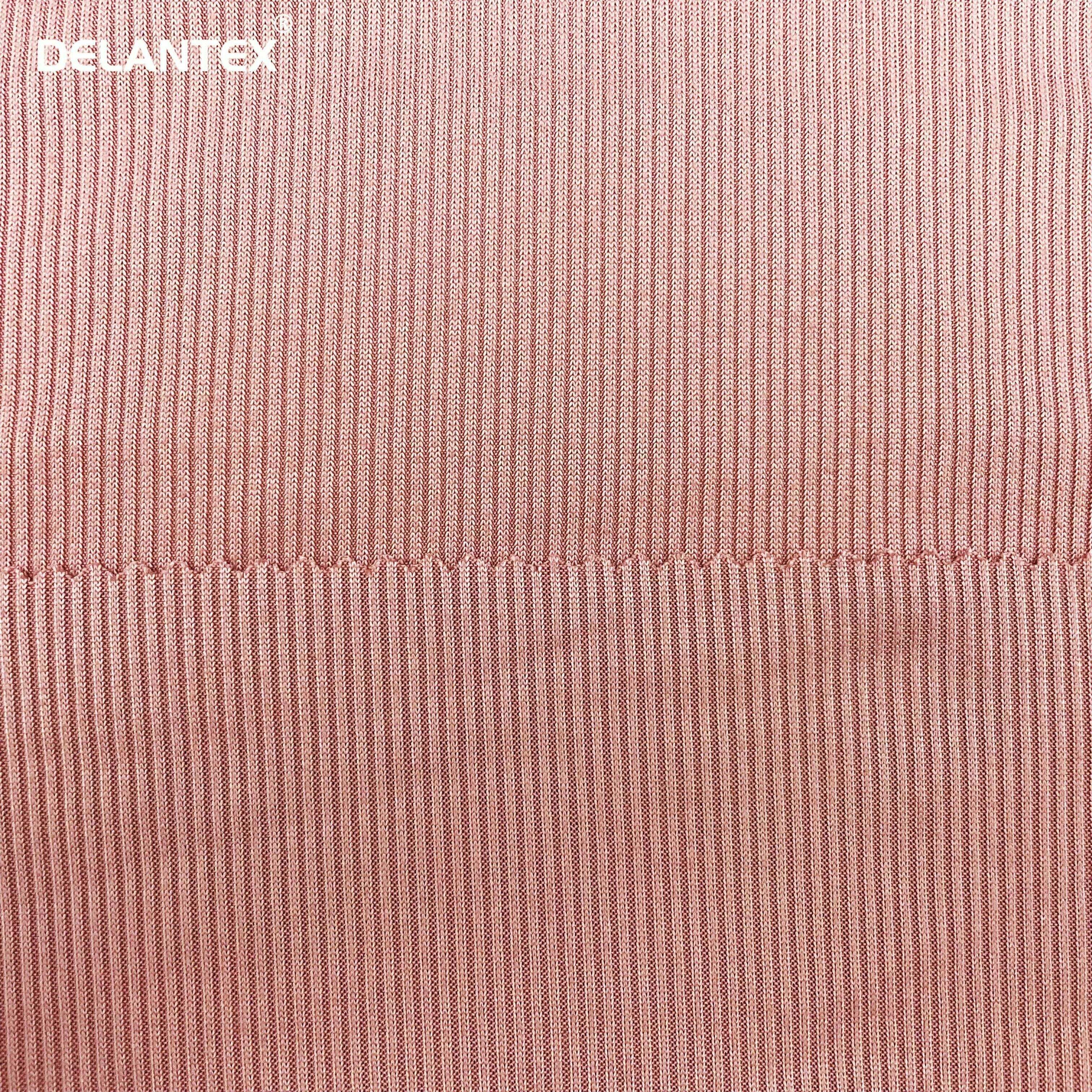 Delantex Factory Price DTY 2*2 Rib 2 Sides Brushed Poly Spandex Rib Fabric Free Sample