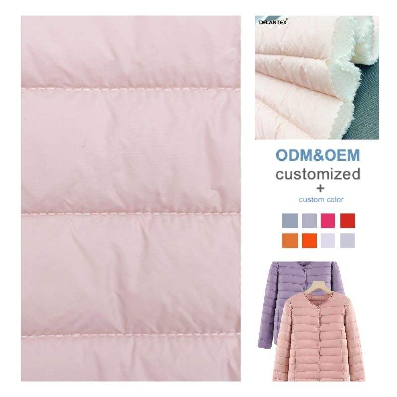 Delantex Customized 3 Layers Custom Design Nylon Quilted Fabric Sherpa Fleece Fabric