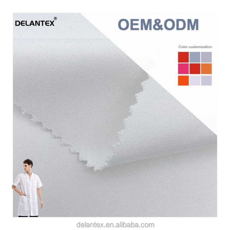 Delantex Wholesale White 205GSM Cool Tweed Hospital Uniform Ice Silk Fabric Men Wear