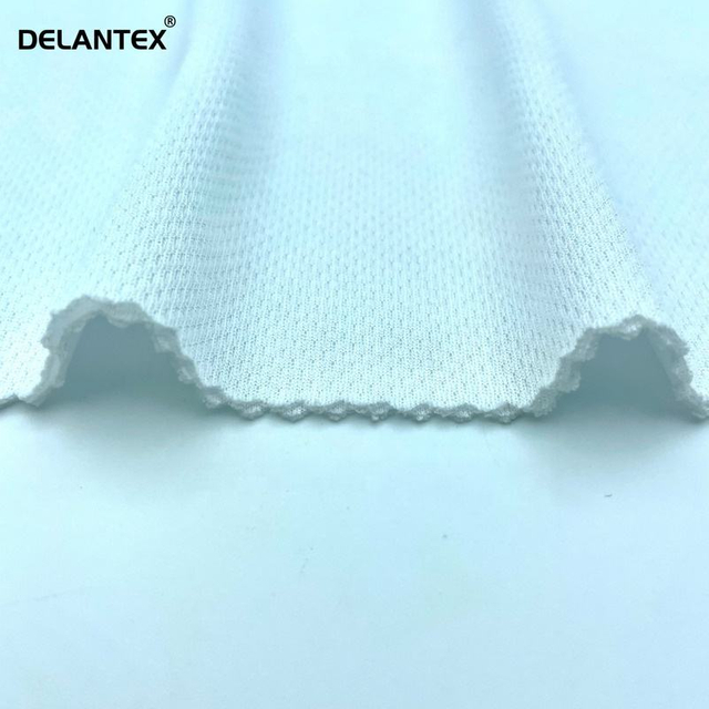 Delantex 100% Polyester 75D/72F Light Weight Bird Eye Mesh Jersey Fabric for Football