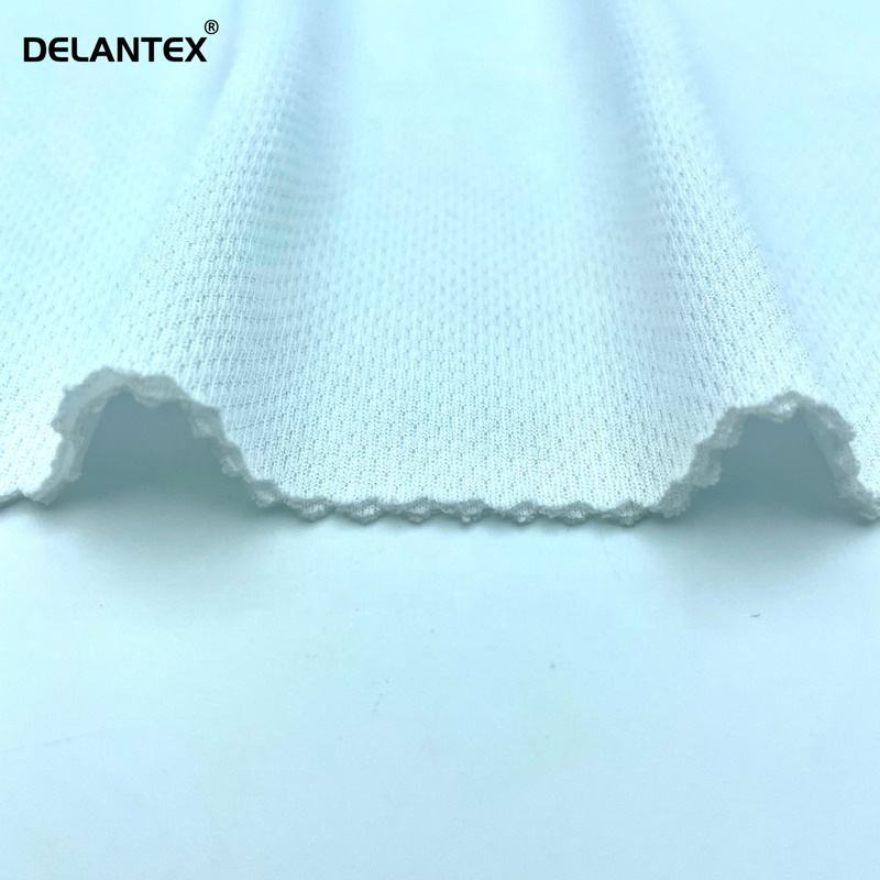 Delantex 100% Polyester 75D/72F Light Weight Bird Eye Mesh Jersey Fabric for Football