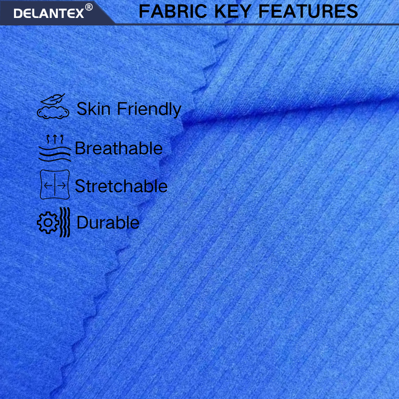 Delantex Recycle Nylon Spandex Fabric Rib Facade Tops Fabric 135cm 225gsm