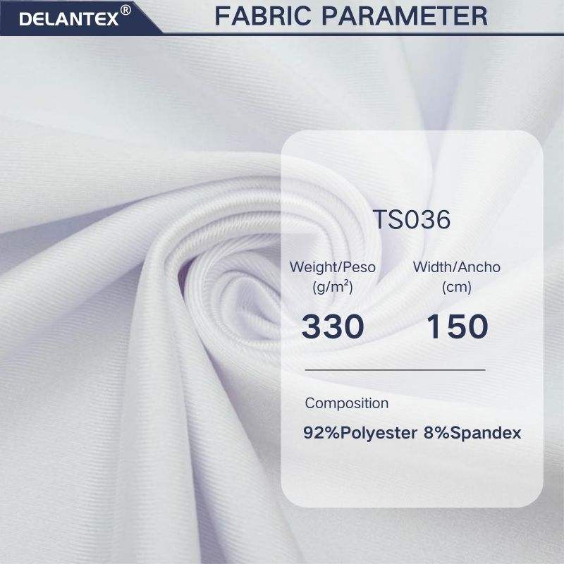 Delantex Customized Glossy White Polyester Spandex Jersey Fabric for Sportswear