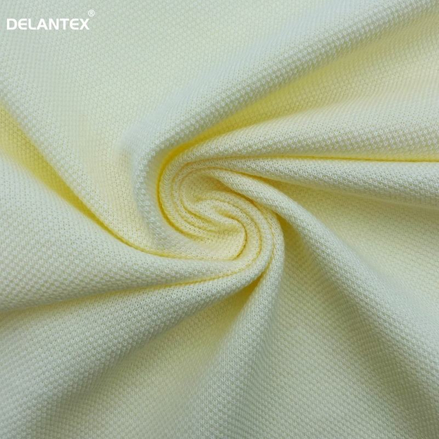 Delantex 200GSM 65% Polyester 35% Cotton Yellow Soft Fashion Wicking Pique Fabric Tejido Pique Free Sample