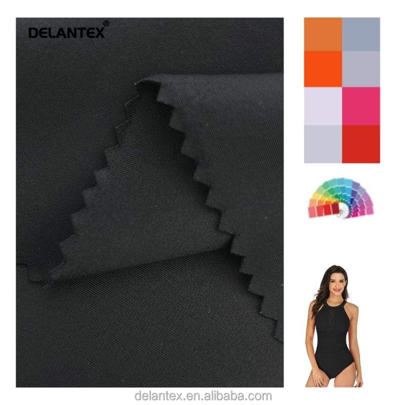 Delantex Soft Skin Friendly Black Nylon Spandex Matte Stretch Fabric for Swimwear Athleisure Performance Fabric