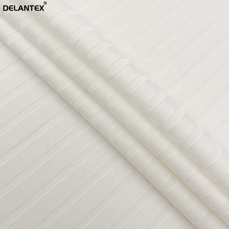 Delantex 150CM 220GSM 9*5 Pit White Brushed Rib Jersey Fabric for Garment