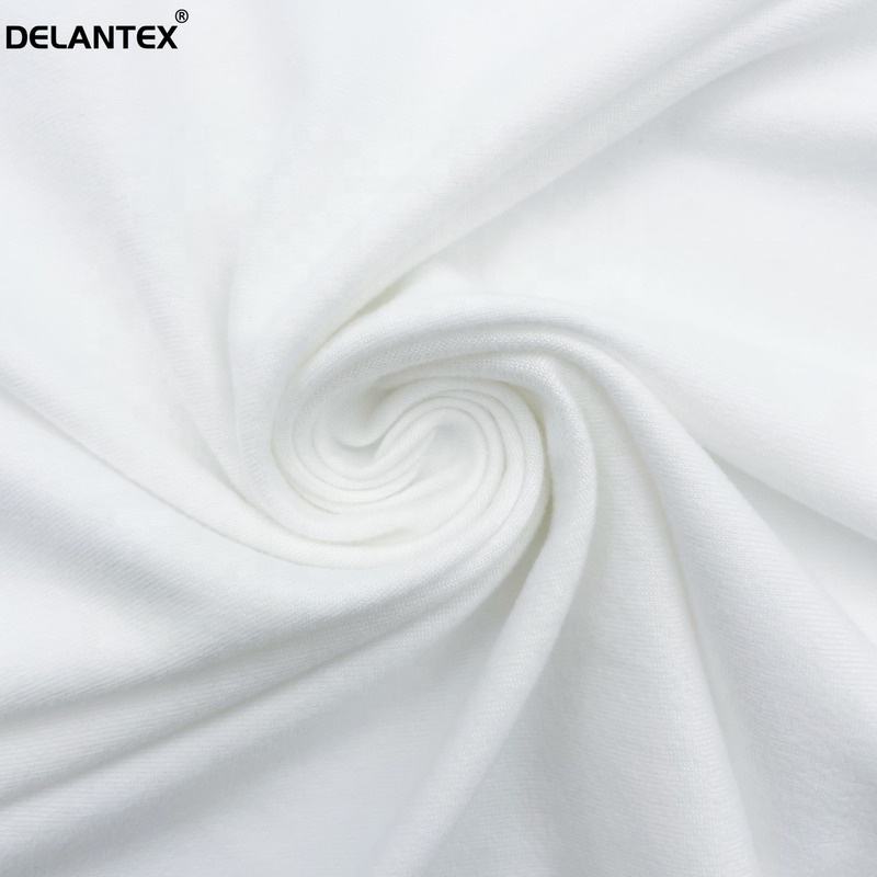 Delantex White Single Brushed Polyester Elastic Jersey Fabric with Good Price