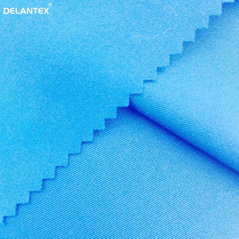 Delantex High Elastic 210GSM Blue Poly Spandex Interlock Fabric for Yoga