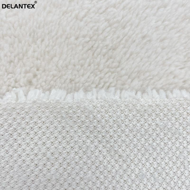 Delantex No Shedding Soft Beige Stretch Sherpa Fleece Fabric Suppliers