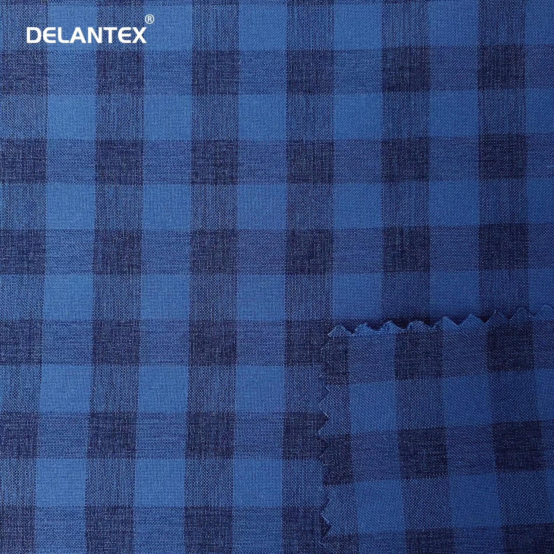 Delantex Lightweight Encryption Anti-Static Woven Polyester Cationic Grid Fabric for Shirt