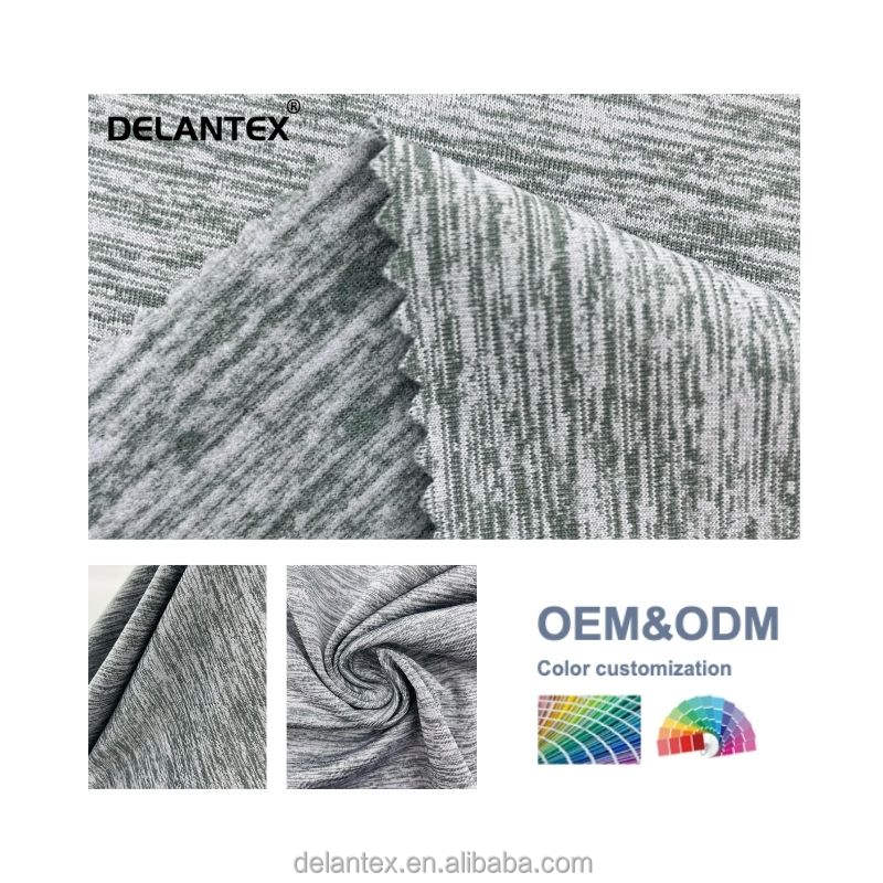 Delantex High Quality 160 Gsm Plain Polyester Spandex Knitted Fabric Cation Fabric for Yoga Clothing
