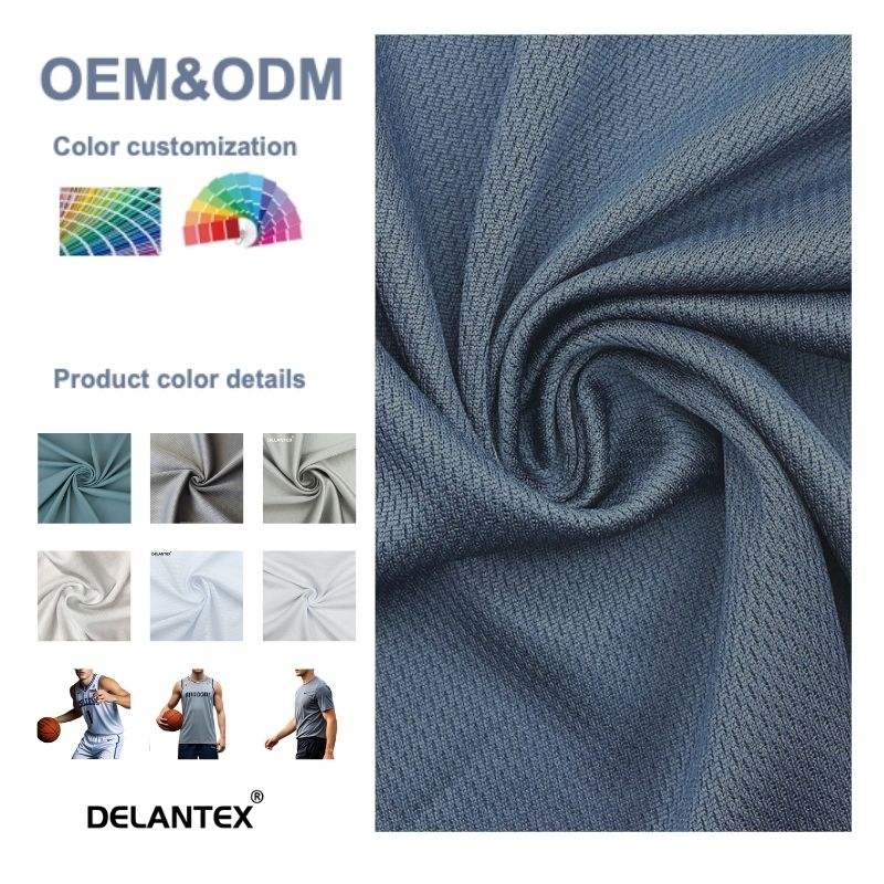 Delantex 100% Polyester Navy Bird Eye Jersey Mesh Fabric for Football Jersey Free Sample