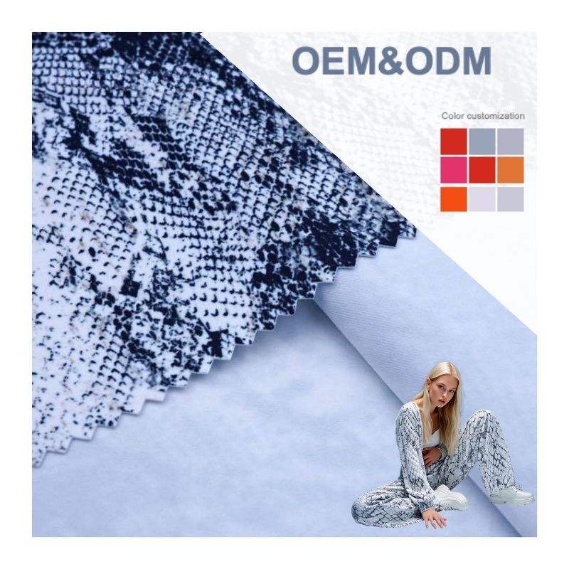 Delantex Snake-Printed Synthetic PU Leather Yoga Fabric for Girls Stretch Leggings and Swimwear Interlock Style for Sportswear