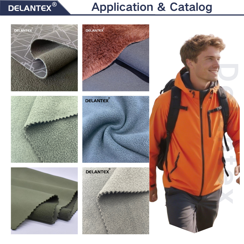 Delantex Soft Shell Fabric Waterproof Softshell Jacket Fabric Water-Repellent Polyester Fabric for Outdoor Use