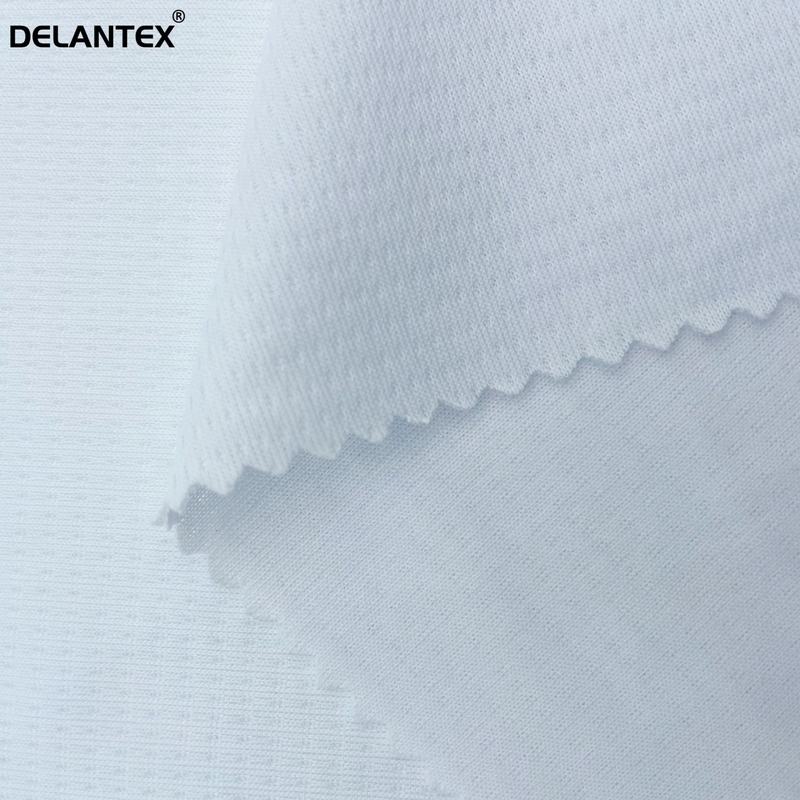Delantex 190CM 125GSM White Wicking Stripe Dot Mesh Fabric for Activewear Quick Dry Fabric Free Sample