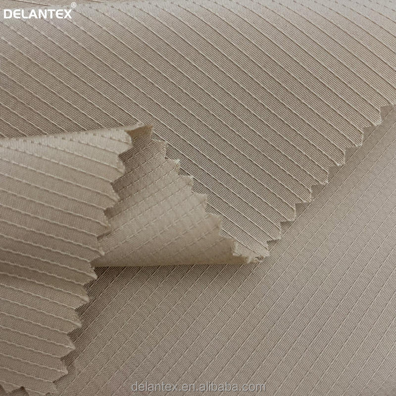 Delantex Anti-Static Water Repellent Brown Dobby Pongee Material 100% Polyester for Girls' Outdoor Garments