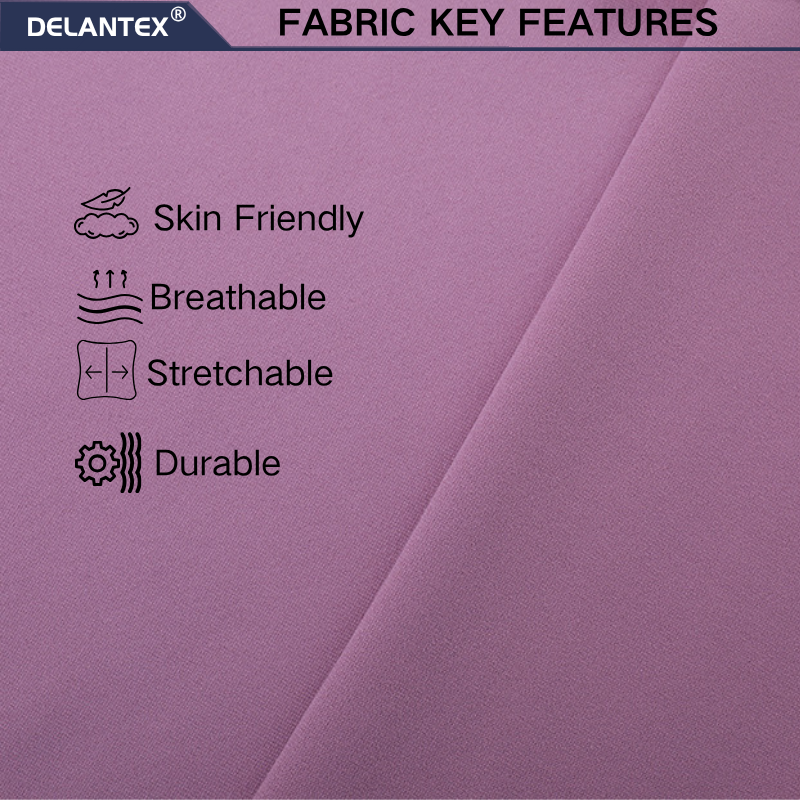 Delantex Polyester Spandex Fabric Weft Quick-Dry Breathable Plain Dye for Garments Packaged Rolls China Textile Manufacturing