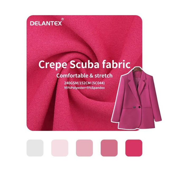 Delantex Women Suit Scuba Knit Crepe Jersey Textile Fabric Polyester Spandex for Dress