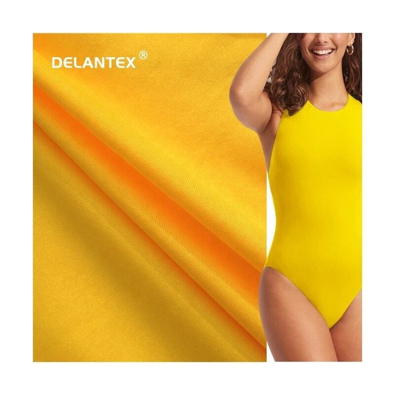 Delantex Yellow 92 Polyester 8 Spandex Elastane Supplex Swimwear Fabric Free Sample