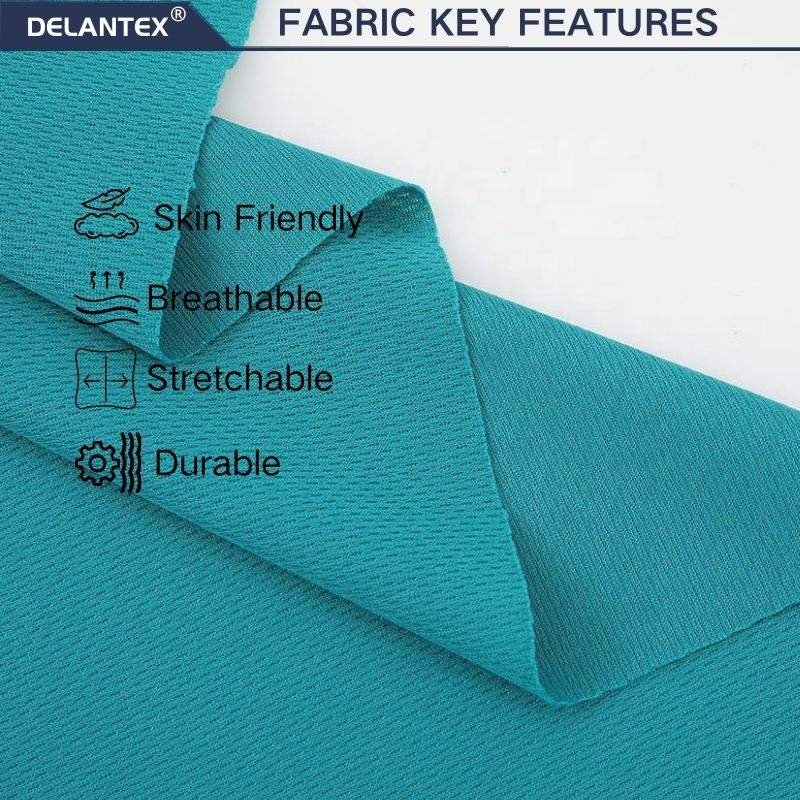 Delantex Birds Eye Mesh Knitted Fabric 100% Polyester Dry Fit Sportswear Jersey with Anti-Static Feature