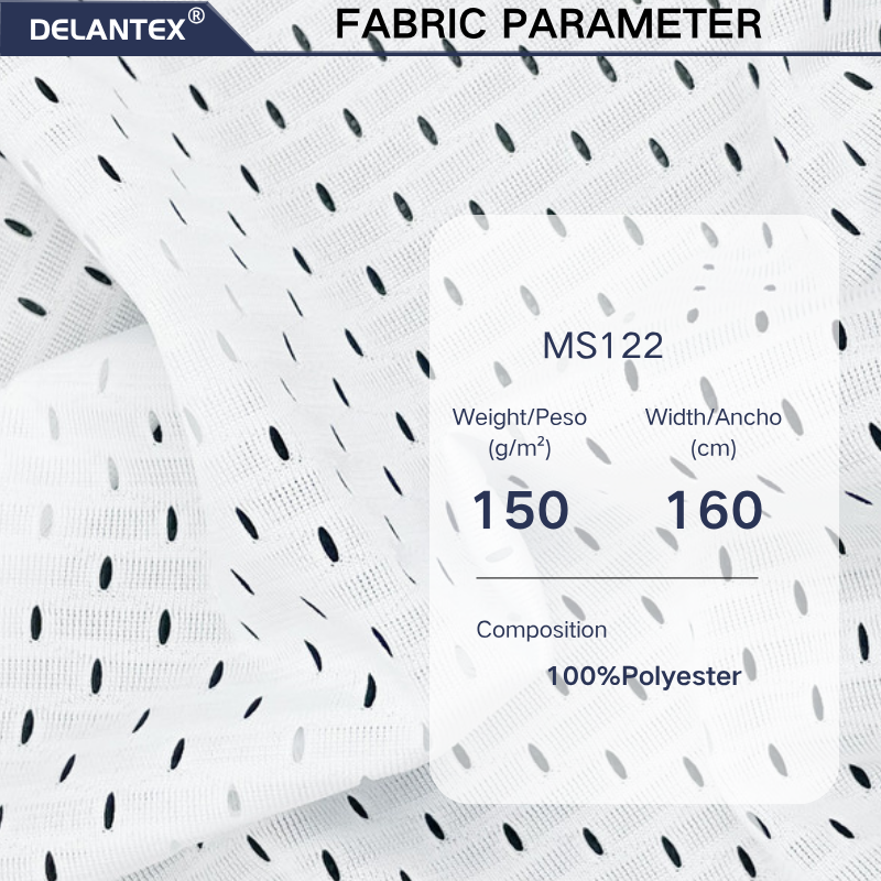 Delantex 100 Polyester Bird Eye Knitting Mesh Fabric for Sports Wear Sublimation White Customizable Fabrics