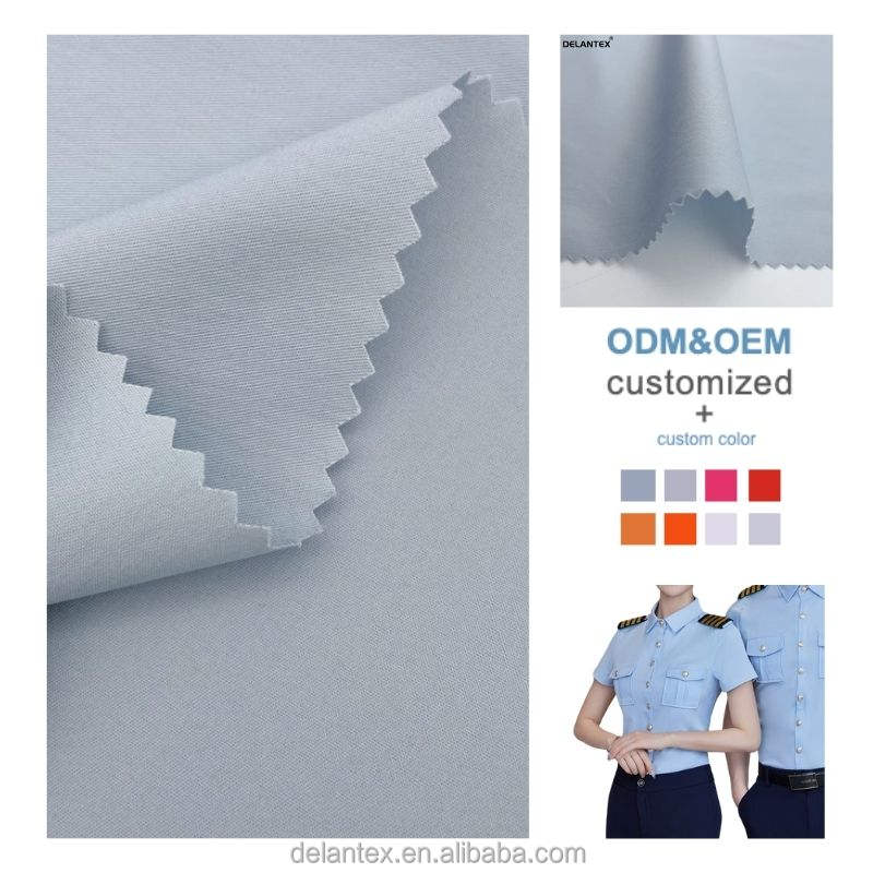 Delantex Cotton and Nylon Stretch Twill Fabric for Corporate Uniform Suiting Fabric