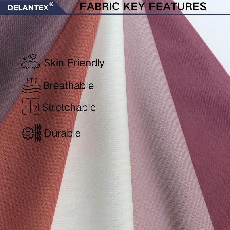 Delantex Stretch High-density 220GSM Breathable Polyester Spandex Fabric for Yoga Leggings Sportswear Material Free Sample