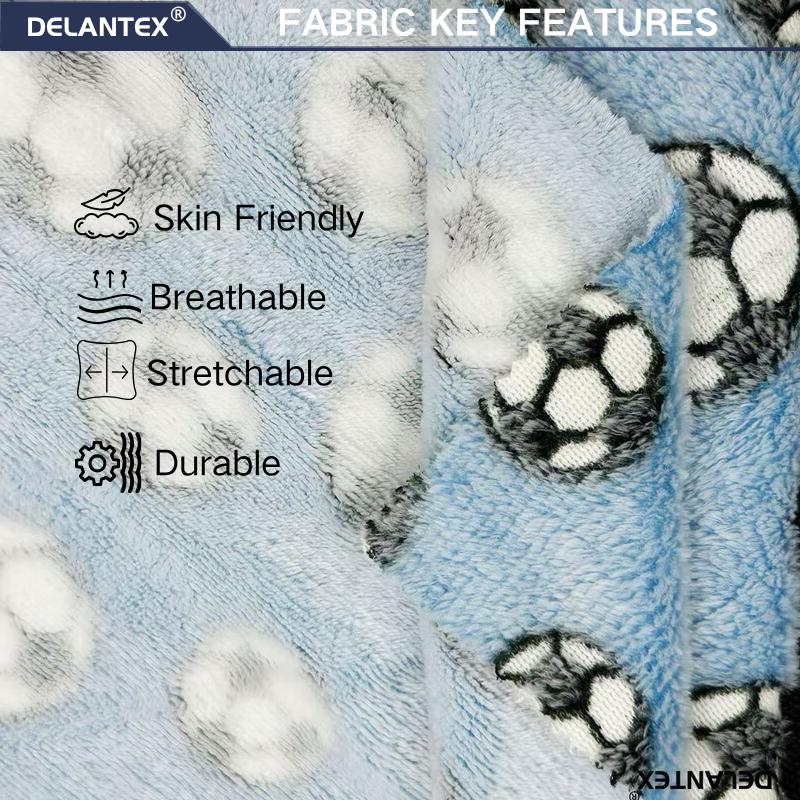 Delantex Printed Flannel Fabric Sold by Chinese Manufacturers, 100% Polyester Fabric Can Be Used for Making Outerwear