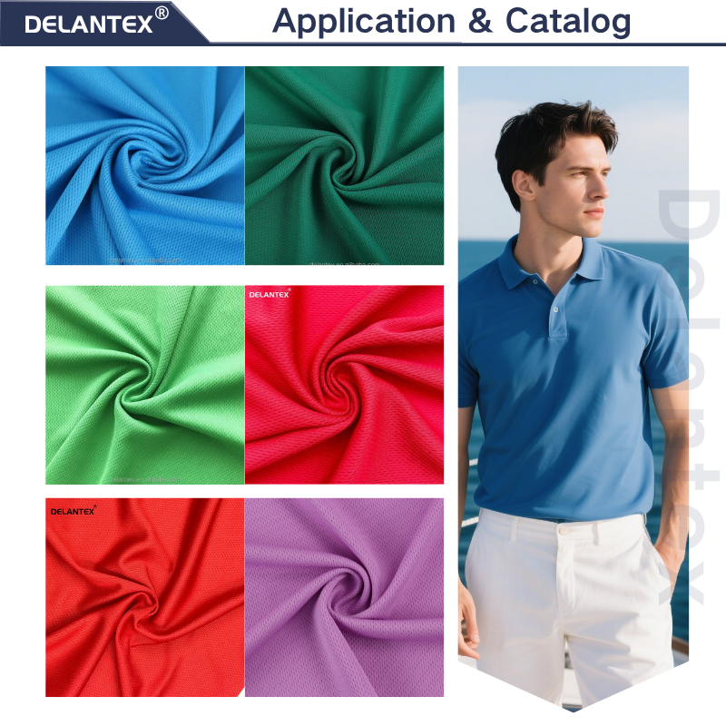 Delantex Polyester Bird Eye Mesh Fabric Birds Eye Knitted Sportswear Men's t Shirt Fabric