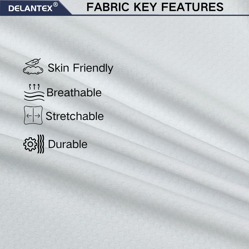 Delantex Sport Wear Material 100% Polyester Eyelet-Bird-Eye Mesh Fabric Knit for Clothing