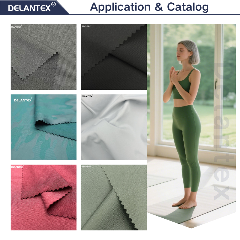 Delantex 86% N+14% SP Raw Material Four-way Elastic Medium Strength Knitted Sportswear Fabric Wholesale Supplier