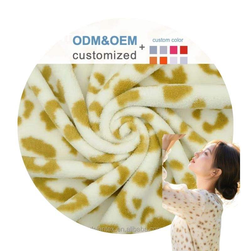 Delantex Brown Cow Print Polyester Coral Fleece Fabric Rolls Super Soft Double Sided Hometextile 100% Polyester for Girls'