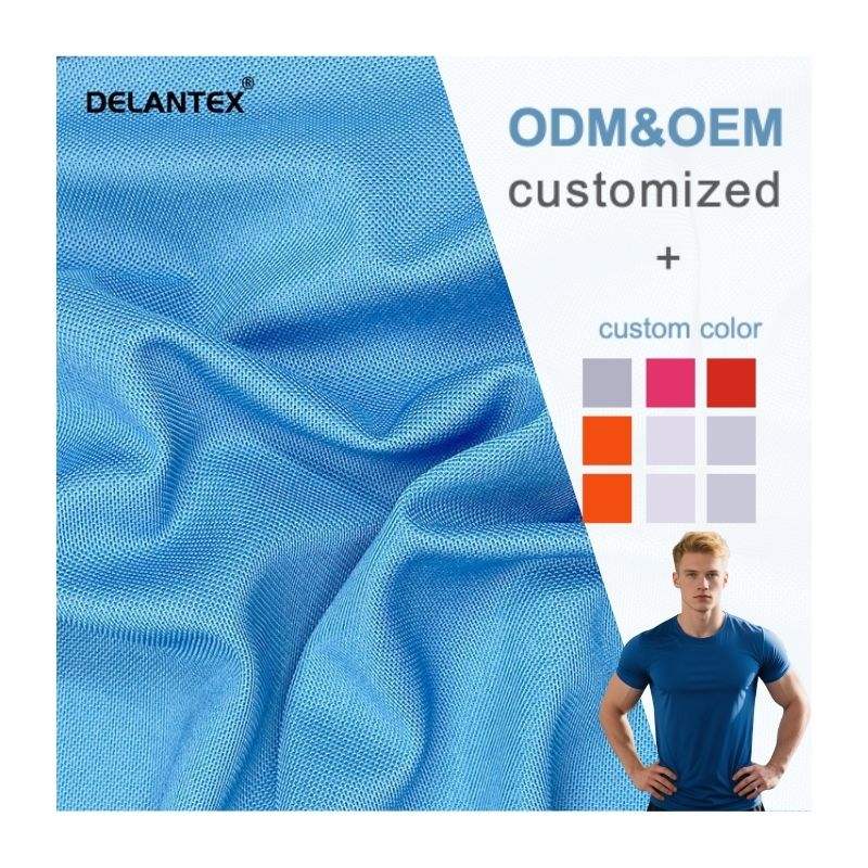 Delantex Hot Sale New Design Blue Dri Fit 100% Polyester Bird Eye Mesh Fabric for Sportswear