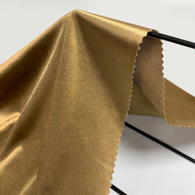 Delantex Shiny 95%Polyester 5%Spandex Satin Fabric Knitted Stretch Fabric for Dancing Dress