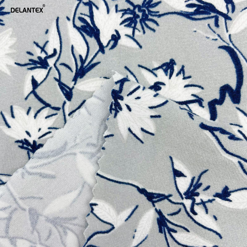 Delantex 100D Printed Brush Jersey Fabric 4-Way Stretch DTY 100% Polyester for Girls' Sweatshirts and Underwear Lining
